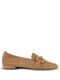 SUEDE LOAFER WITH METALLIC CHAIN DETAIL