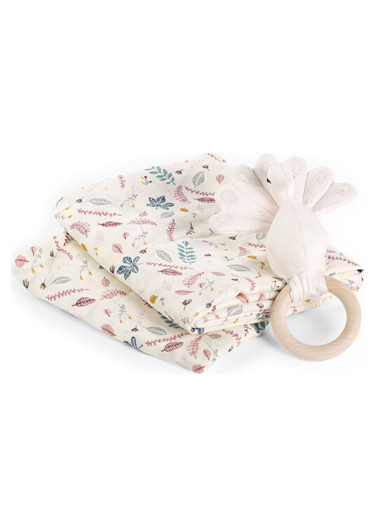 Gift Box w/ Printed Swaddle and Peacock Rattle - OCS image number 0