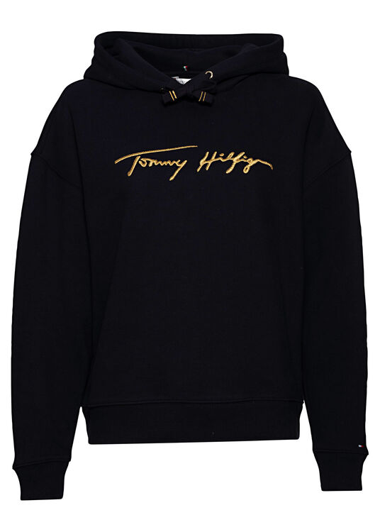 RELAXED GOLD SCRIPT HOODIE image number 0