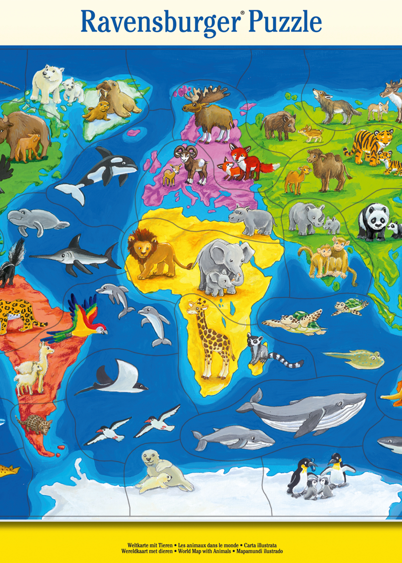 Weltkarte mit Tieren image number 0